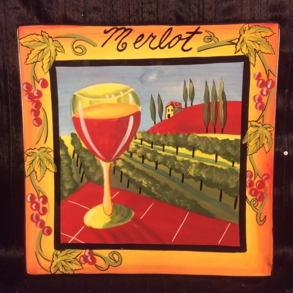 Naylor Designs Decorative Hanging Wall Plates Wine Vineyard Set Of 4 Vibrant Hue - Picture 2 of 5